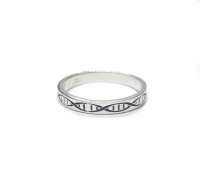 R002361 Handmade Sterling Silver Ring Band DNA 3.5mm Wide Genuine Solid Stamped 925
